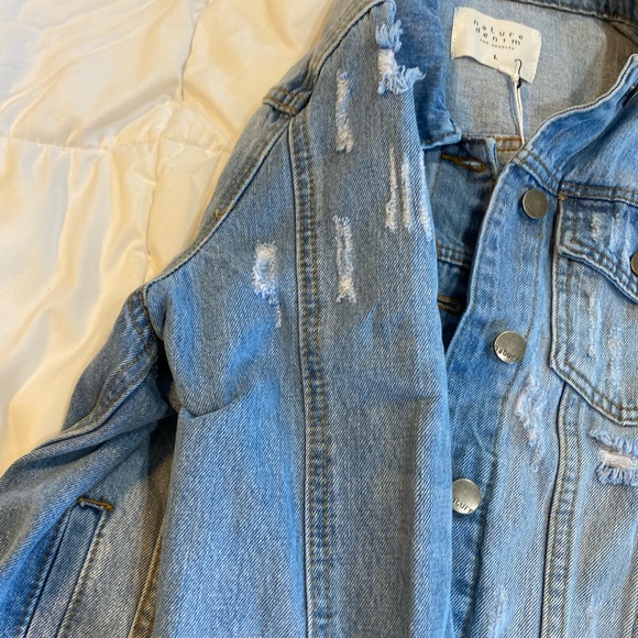 Distress Denim Womens Jacket Natures Denim Pink Lilly Size L - Picture 5 of 11